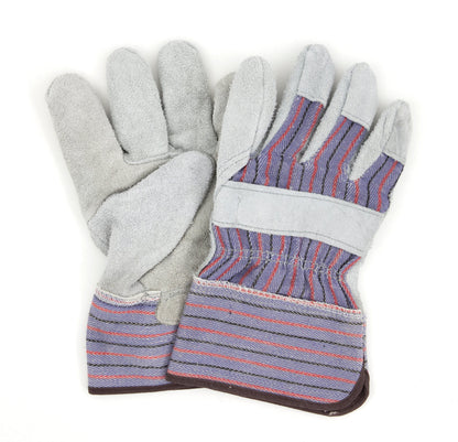 Safety Zone® Standard Grade Leather Palm Gloves, Gray, Stripe, Lrg, 12 Pairs (SZNGWLPEG1)