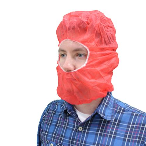 Safety Zone® PolyLite® Polypropylene Hood & Face Cover, 17g, One Size, 100/Bag, 10 Bags/Case, Red (SZNM2302R)