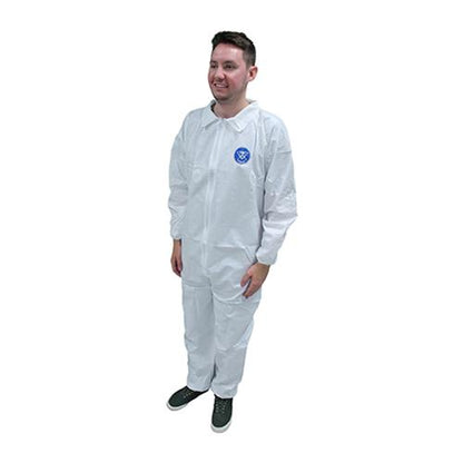 Safety Zone® ProMax® Coveralls w/ Zip Front, Elastic Wrists & Ankles, White, 25/Case, 6XL (SZNM1017-6X)