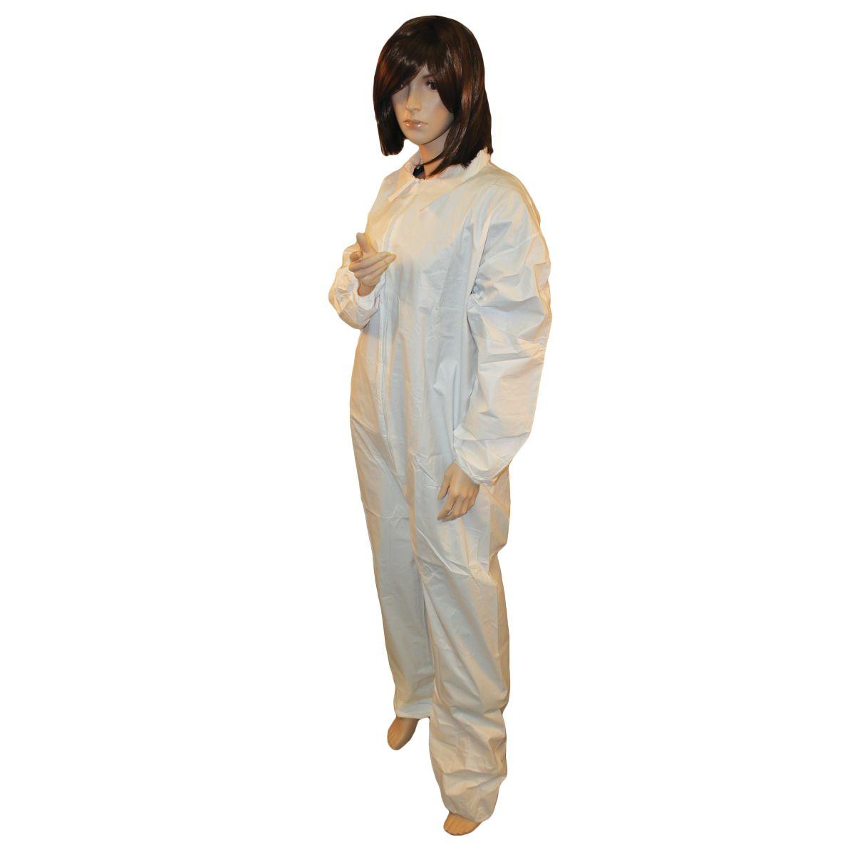 Safety Zone® ProMax® II Coveralls w/ Zip Front, Elastic Wrists, Ankles & Waist, White, 25/Case, 5XL (SZNM1240-5X)