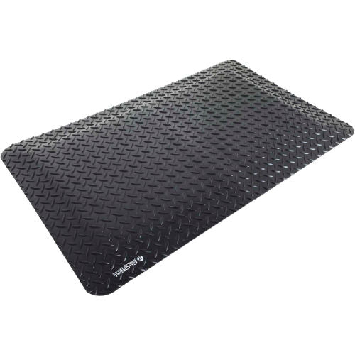 Global Industrial Diamond-Plate Anti Fatigue Mat, 15/16" Thick, 3'W x 12'L, Black (WB800516)