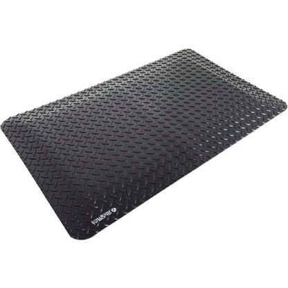 Global Industrial Diamond-Plate Anti Fatigue Mat, 15/16" Thick, 3'W x 12'L, Black (WB800516)