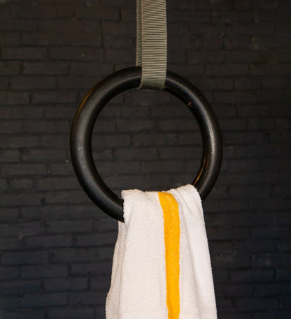 Hospeco® Power Gym Hand Towel 16x27 Gold Stripe, 120/Case (HOSPWR-1627-3GLDCS-CS)