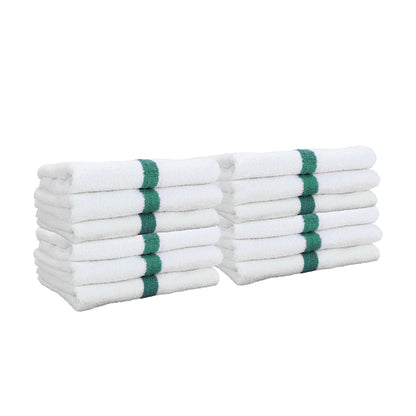 Hospeco® Power Gym Hand Towel 16x27 Green Stripe, 120/Case (HOSPWR-1627-3GRCS-CS)