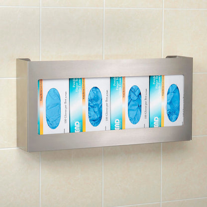 Global Industrial Quadruple Stainless Steel Glove Box Holder, 21"W x 3-3/4"D x 10"H (WBB2222414)