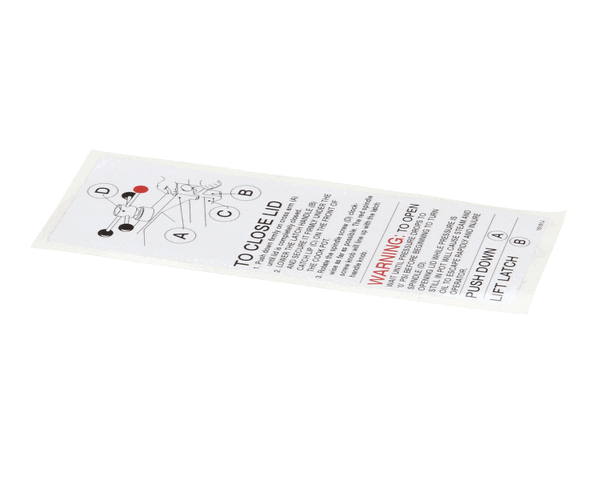 Henny Penny 16181 Label - Lid Operating Instruct (HEN16181)