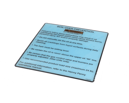 Henny Penny 170333 Label-Boilovr Prevnt,Gm,Veloc (HEN170333)