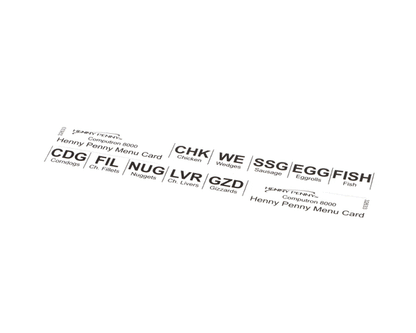Henny Penny 32633 Card-C8000 Std Product Menu (HEN32633)