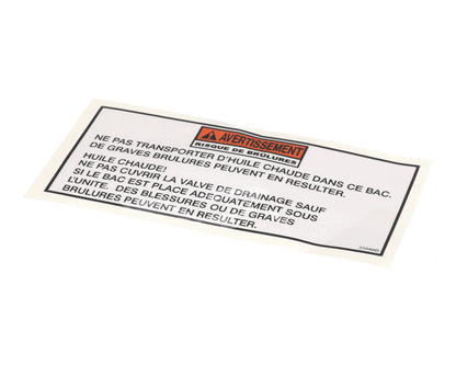 Henny Penny 33590 Label-Warning Drain Pan, Fre (HEN33590)