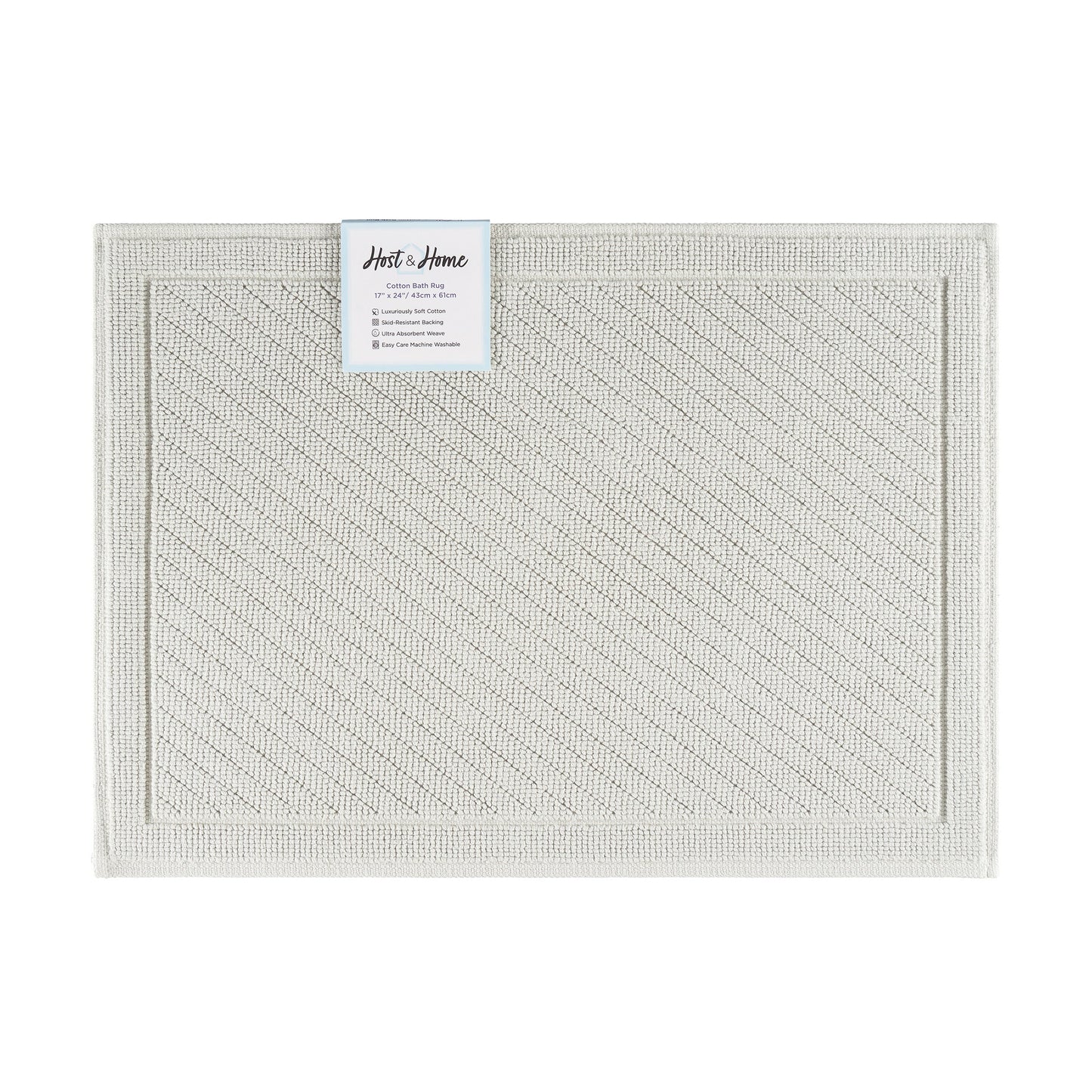 Arkwright Home® Host & Home Cotton Bath Mat 17x24 Light Gray, 4/Case (HH-BM-1724-GY)