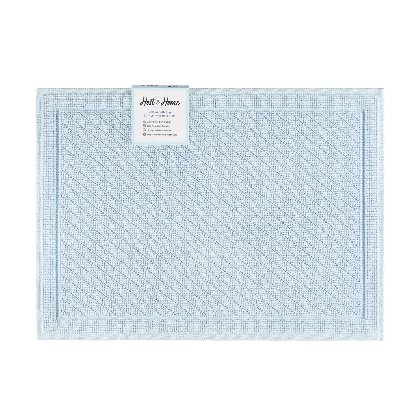 Arkwright Home® Host & Home Cotton Bath Mat 17x24 Light Blue, 4/Case (HH-BM-1724-LB)
