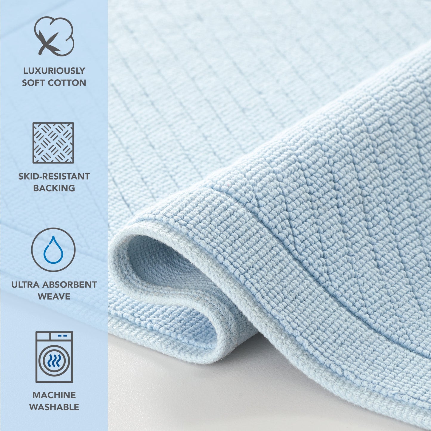 Arkwright Home® Host & Home Cotton Bath Mat 20x32 Light Blue, 4/Case (HH-BM-2032-LB)