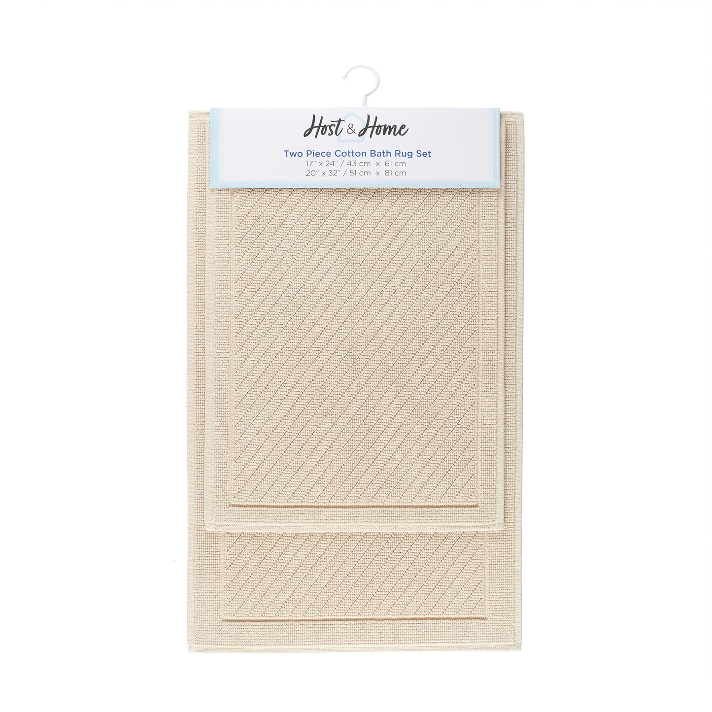 Arkwright Home® Host & Home Cotton 2pc Bath Mat Set 17x24/20x32, Almond Milk, 4/Case Sets (HH-BM-2PK-BG)
