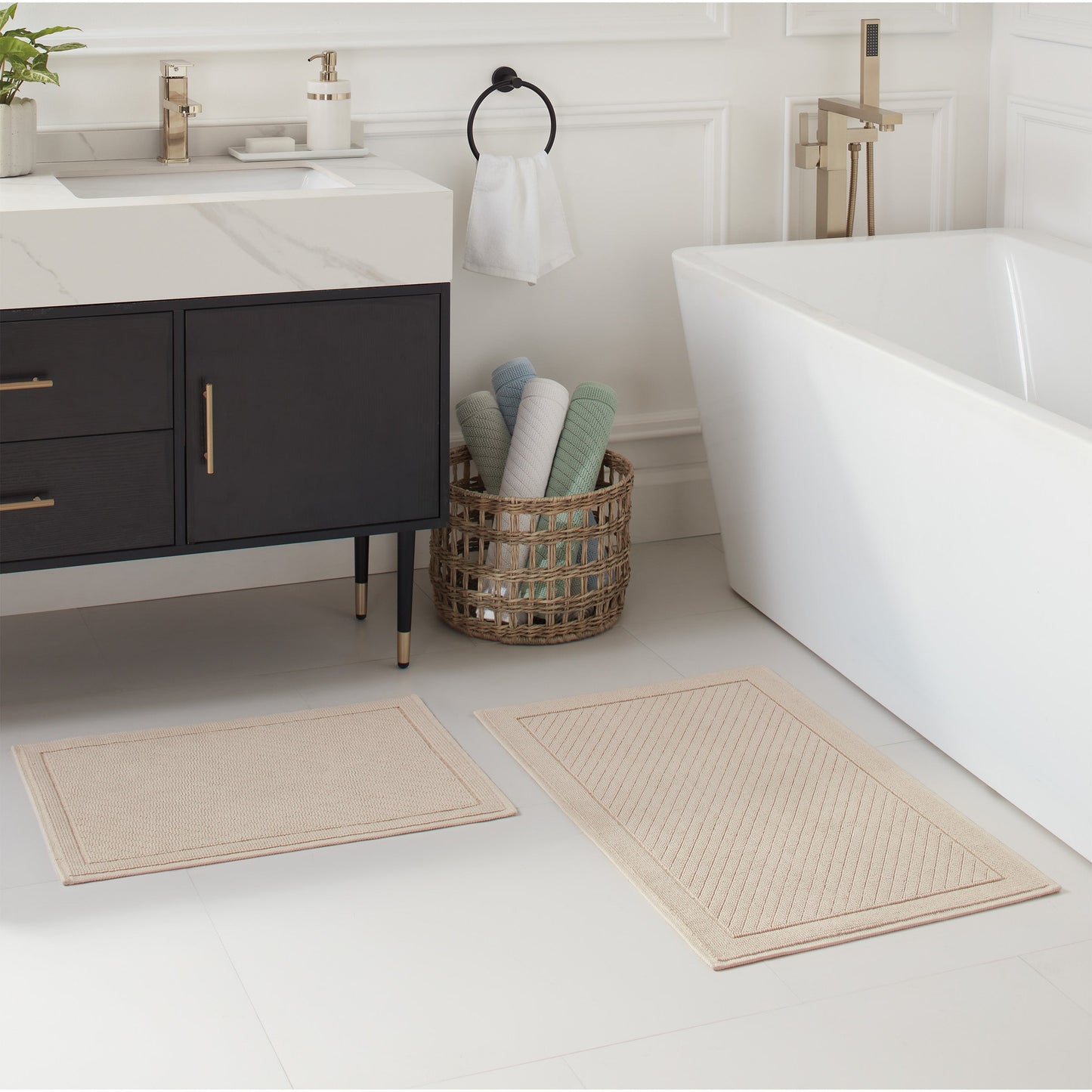 Arkwright Home® Host & Home Cotton 2pc Bath Mat Set 17x24/20x32, Almond Milk, 4/Case Sets (HH-BM-2PK-BG)