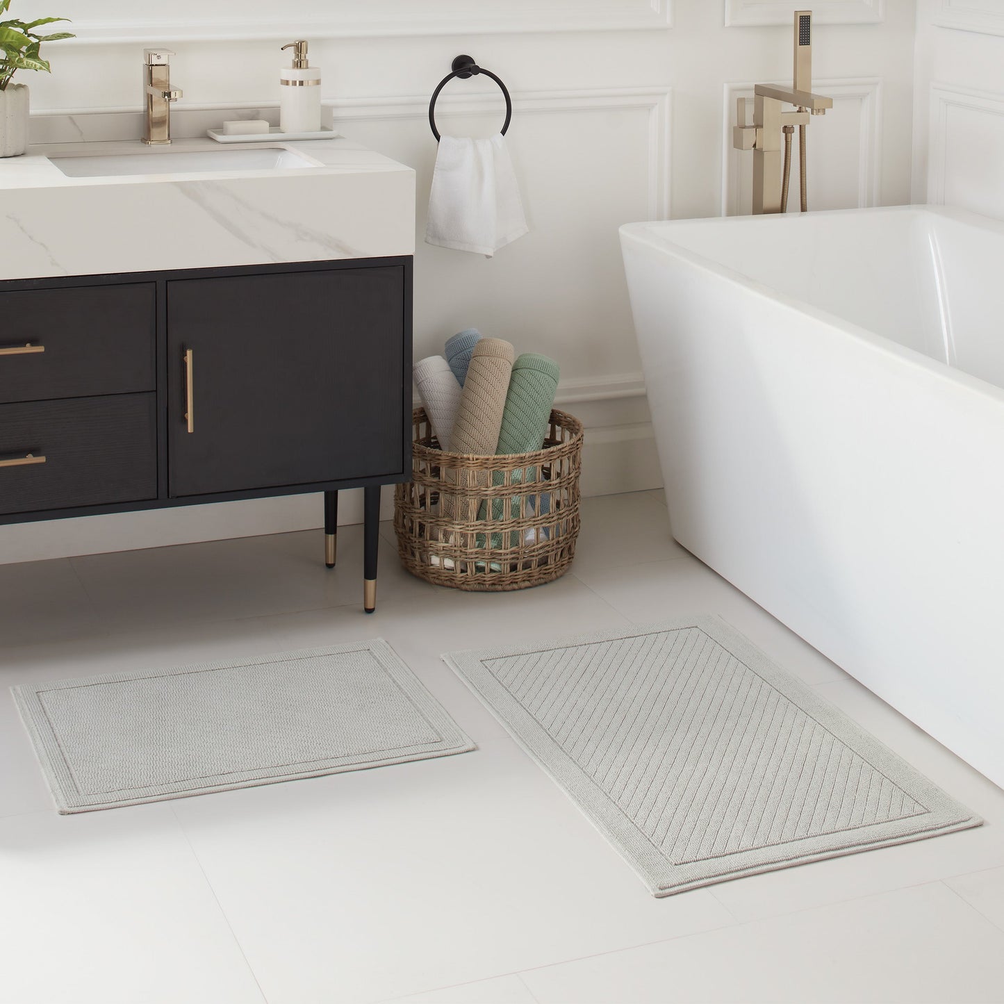 Arkwright Home® Host & Home Cotton 2pc Bath Mat Set 17x24/20x32, Light Gray, 4/Case Sets (HH-BM-2PK-GY)