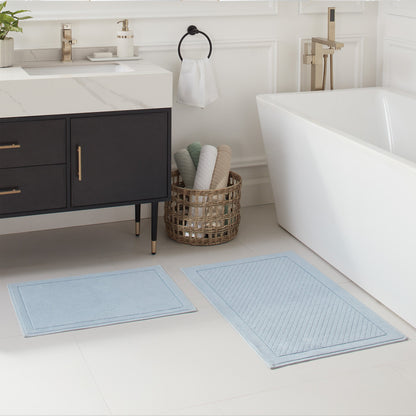 Arkwright Home® Host & Home Cotton 2pc Bath Mat Set 17x24/20x32, Light Blue, 4/Case Sets (HH-BM-2PK-LB)
