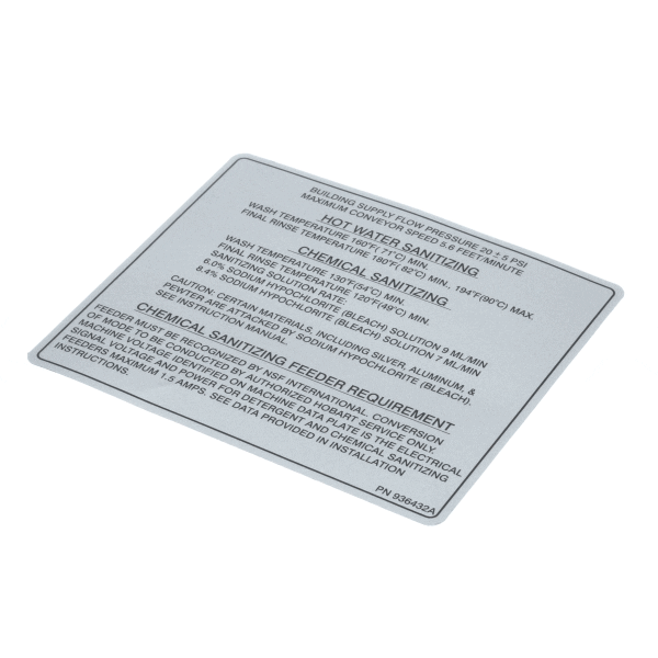 Hobart 00-936432 Label,Instruction,Sanitize (HOB00-936432)