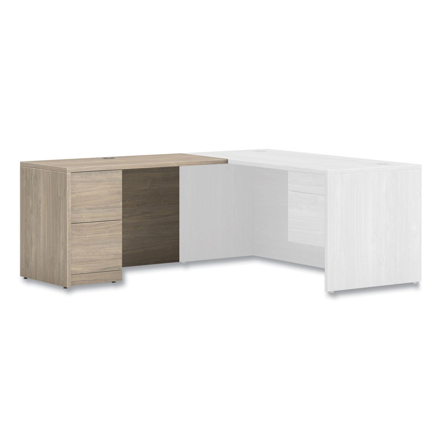 HON 10500 Series Return with Full-Height Pedestal, Left, 48" x 24" x 29.5", Kingswood Walnut (HON105906LLKI1)
