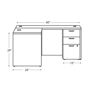 HON Mod L-Station Single Pedestal Desk Bundle, 60" x 72" x 29", Sepia Walnut (HONL6072L1BBFSE)