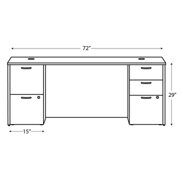 HON Mod Double Pedestal Desk Bundle, 72" x 30" x 29", Sepia Walnut (HONMOD008)