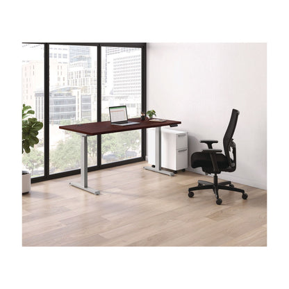 HON Mod Height Adjustable Desk Bundle, 60" x 30" x 27.5" to 47.75", Slate Teak/Silver (HONMOD051)