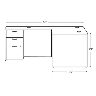 HON Mod L-Station Double Pedestal Desk Bundle, 66" x 72" x 29", Traditional Mahogany (HONMOD073)
