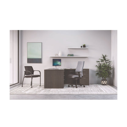 HON Mod L-Station Double Pedestal Desk Bundle, 60" x 72" x 29", Slate Teak (HONMOD187)