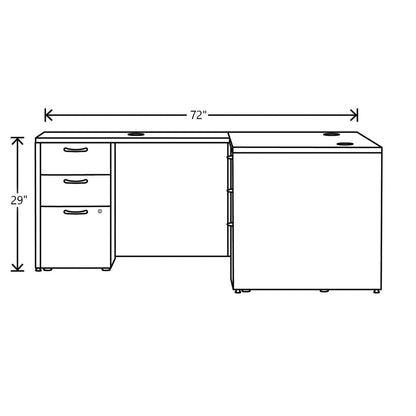 HON Mod L-Station Double Pedestal Desk Bundle, 60" x 72" x 29", Slate Teak (HONMOD187)
