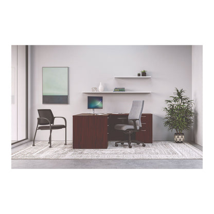 HON Mod L-Station Double Pedestal Desk Bundle, 60" x 72" x 29", Traditional Mahogany (HONMOD188)