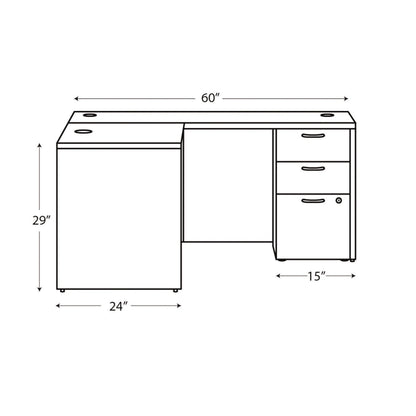 HON Mod L-Station Single Pedestal Desk Bundle, 60" x 72" x 29", Slate Teak (HONMOD192)