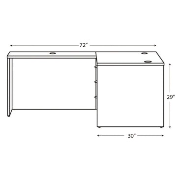 HON Mod L-Station Single Pedestal Desk Bundle, 60" x 72" x 29", Mahogany (HONMOD193)