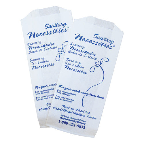 Hospeco® Necessities® Hotel Courtesy Disposal Bags, White & Blue, 500/Case (HOSHOTEL-500)