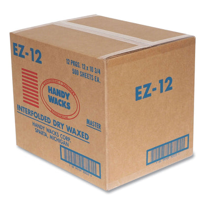 Handy Wacks Interfolded Dry Waxed Paper, 10.75 x 10, 500 Box, 12 Boxes/Carton (HWAEZ10)
