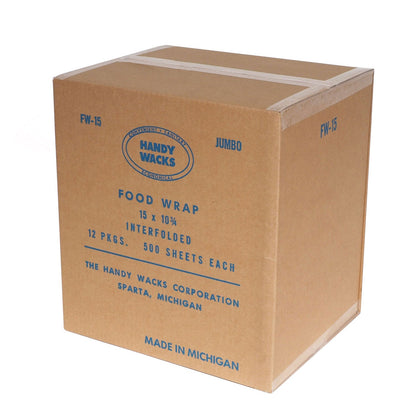 Handy Wacks Interfolded Food Wrap, 10.75 x 15, 500 Box, 12 Boxes/Carton (HWAFW15)