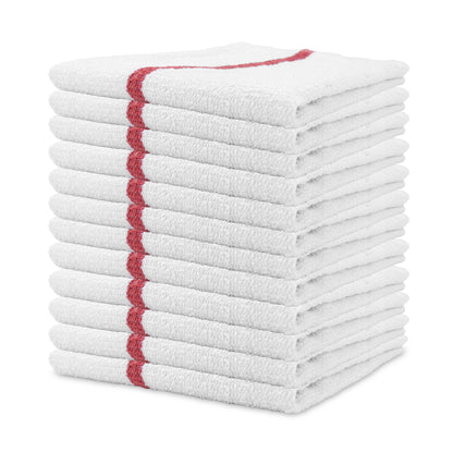 Hospeco® Qwick Wick Bar Mop Towel 30oz Red Stripe, Case of 60 (HOSN030-W65RD-5DZ)