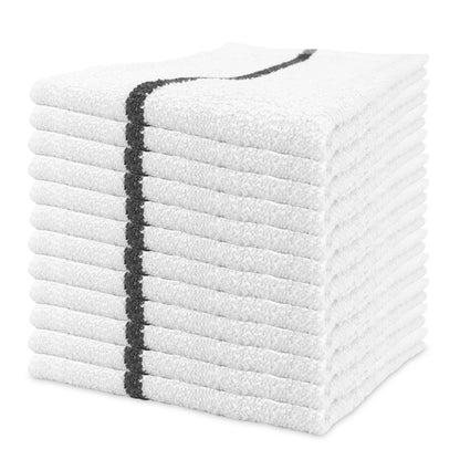 Hospeco® Qwick Wick Bar Mop Towel 30oz Black Stripe, Case of 60 (HOSN030-W65BLK-5DZ)