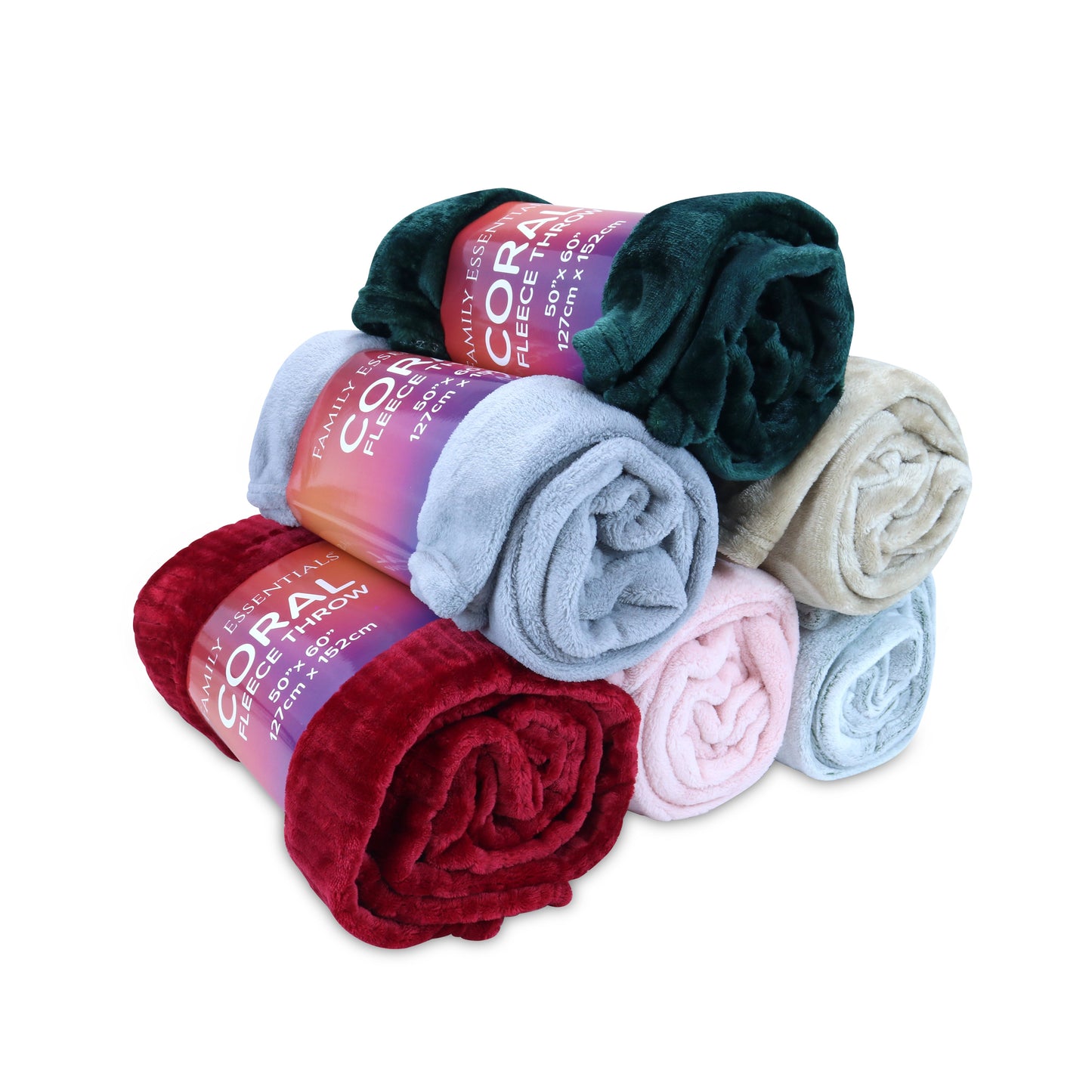 Arkwright Home® Family Essentials Coral Fleece Throw 50x60 Assorted, 12/Case (FLEECE-CORAL50X60-CS)