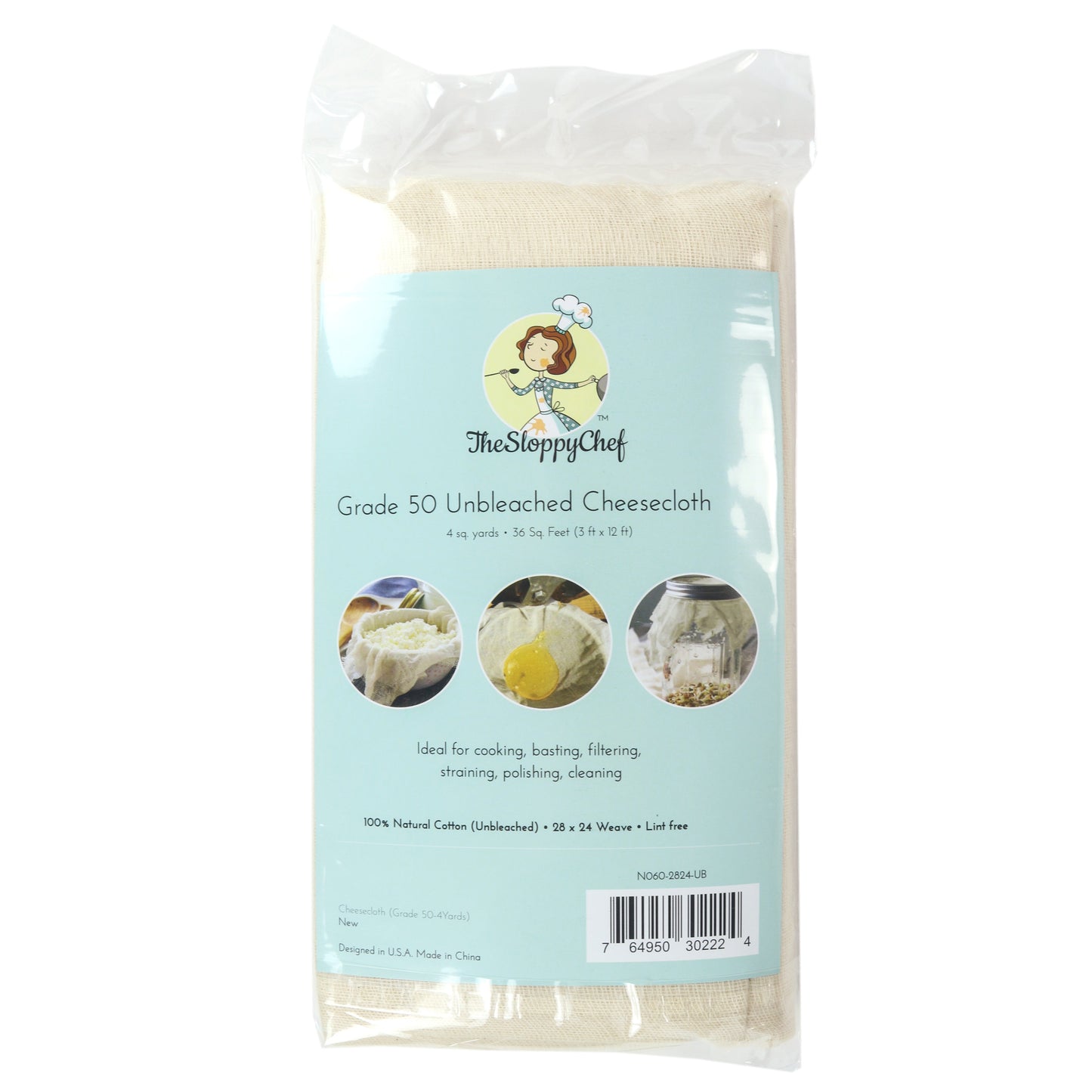 Sloppy Chef Cheesecloth Bag Unbleached Grade 50 (1Bag) (P-N060-2824-UB)