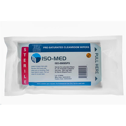 Iso-Med Sterile Pre-Saturated Polyester/Cellulose Wipe 9x9, Pack of 50 (HOSISO-0909SPS)