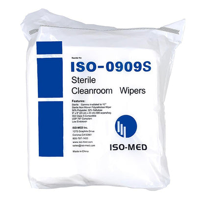 Iso-Med Sterile Cleanroom Wipe 9x9 Non-Woven Poly/Cellulose Wiper, Bag of 300 (HOSISO-0909S)