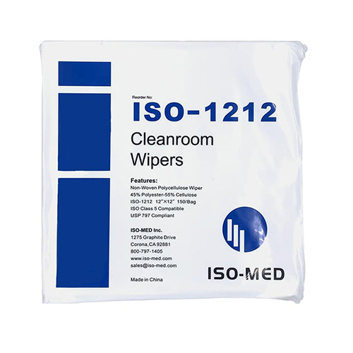 Iso-Med Cleanroom Wipe 12x12 Non-Woven Poly/Cellulose Wiper, Bag of 150 (HOSISO-1212)