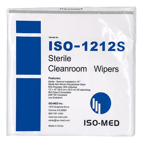 Iso-Med Sterile Iso-Wipe 12x12 Non-Woven Poly/Cellulose Wiper, Bag of 20 (HOSISO-1212S)