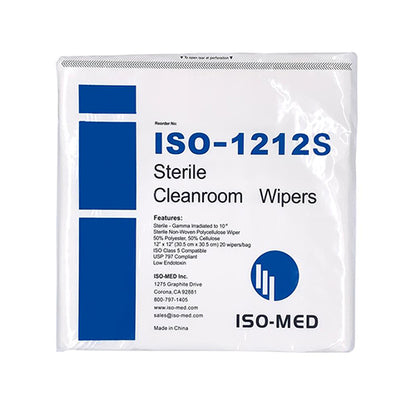 Iso-Med Sterile Iso-Wipe 12x12 Non-Woven Poly/Cellulose Wiper, Bag of 20 (HOSISO-1212S)