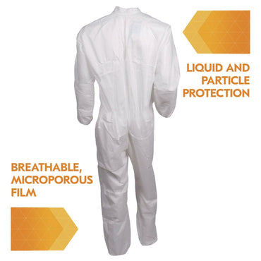KleenGuard A30 Breathable Splash and Particle Protection Coveralls, 3X-Large, White, 21/Carton (KCC46006)