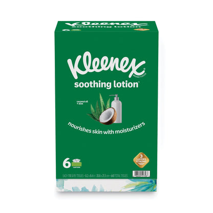 Kleenex Lotion Facial Tissue, 3-Ply, White, 110 Sheets/Box, 6 Boxes/Pack (KCC51758)