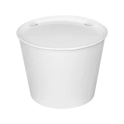 Karat Food Bucket with Lid, 130 oz, 8.46" Dia x 6.6"h, White, Paper, 150/Carton (KRTCFB130WBNDLE)
