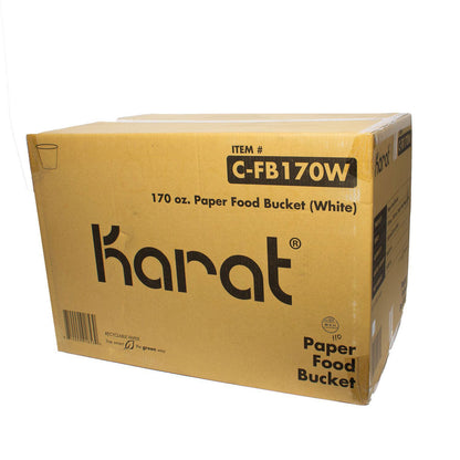 Karat Food Bucket, 170 oz, 8.9" Dia x 8.36"h, White, Paper, 150/Carton (KRTCFB170W)