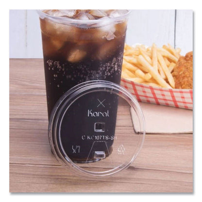 Karat PET Lids, Strawless Sipper, Fits 32 oz Cold Cups, Clear, 1,000/Carton (KRTCKC107TSSH)
