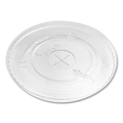 Karat PET Lids, Flat with Straw Slot, Fits 32 oz Cold Cups, Clear 500/Carton (KRTCKC107TS)
