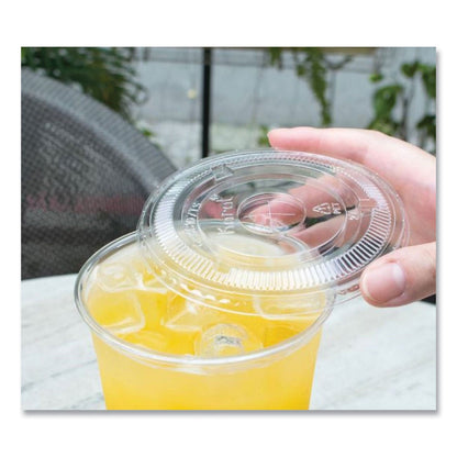Karat PET Lids, Flat with Straw Slot, Fits 32 oz Cold Cups, Clear 500/Carton (KRTCKC107TS)